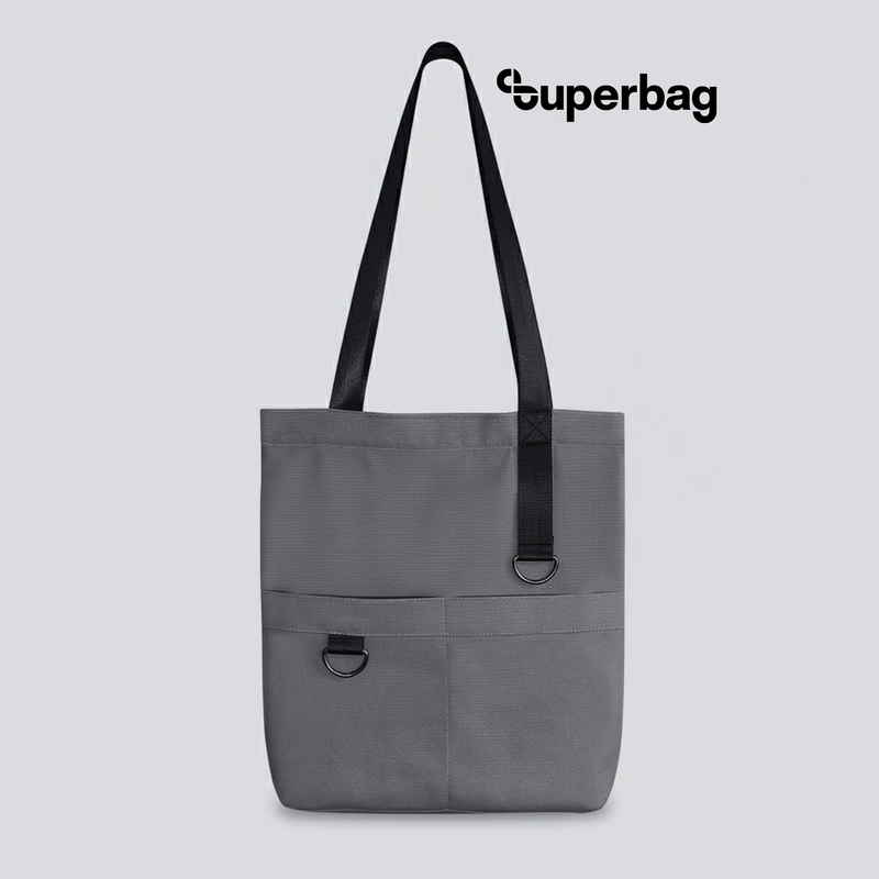 Шоппер Superbag ZIP, с двумя карманами и молнией (серый) с логотипом