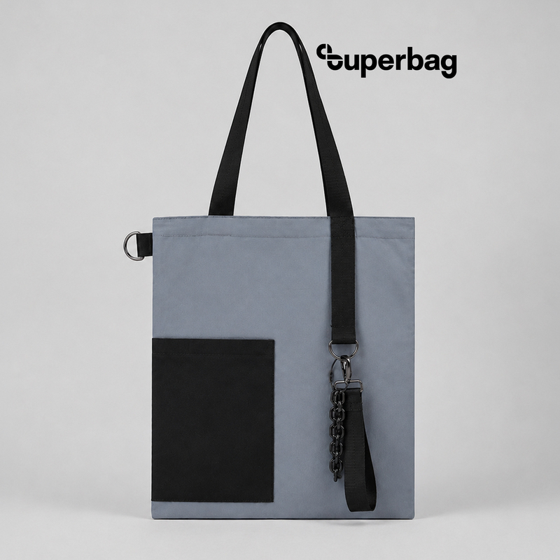 Набор Superbag Color kit: шоппер с обвесом (серый с чёрным) с логотипом
