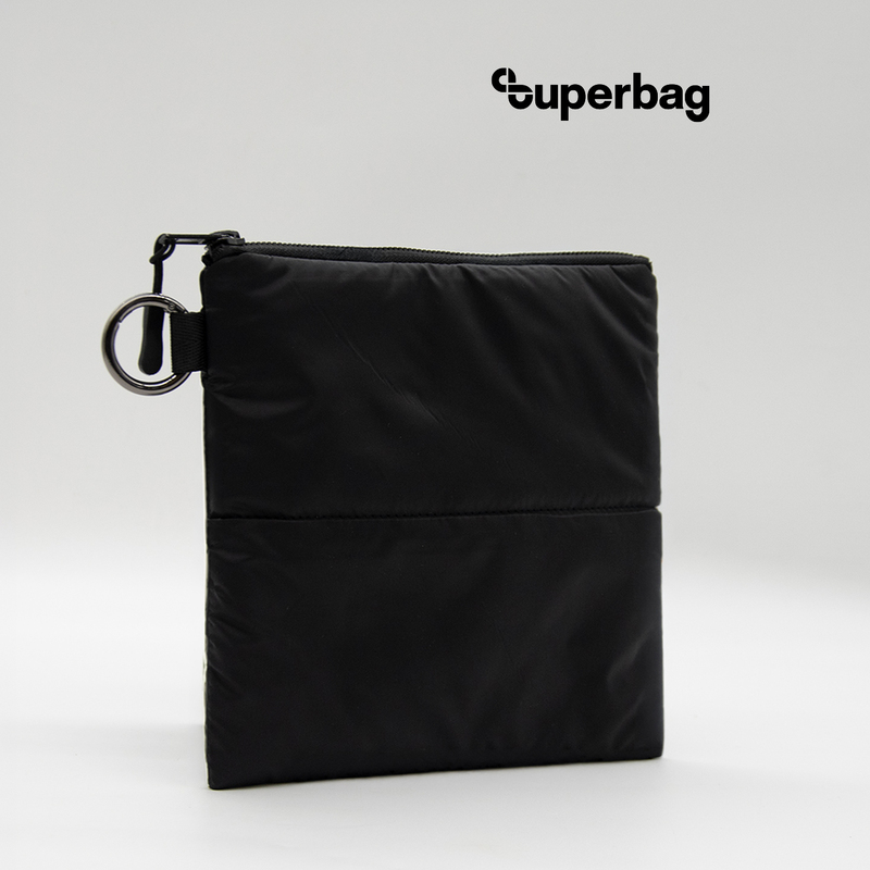 Органайзер для мелочей Superbag Bubble, стёганый, на молнии, с креплением на кольцо-карабин (черный) с логотипом
