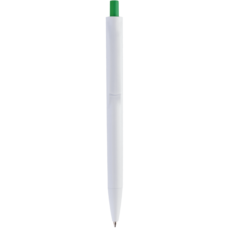 Ручка IGLA COLOR Белая с зеленой кнопкой 1033.02 с логотипом
