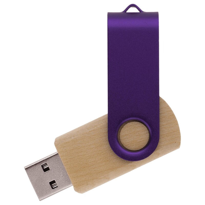 Флешка TWIST WOOD COLOR Светлое дерево с фиолетовым 4014.31.11.32ГБ3.0 с логотипом