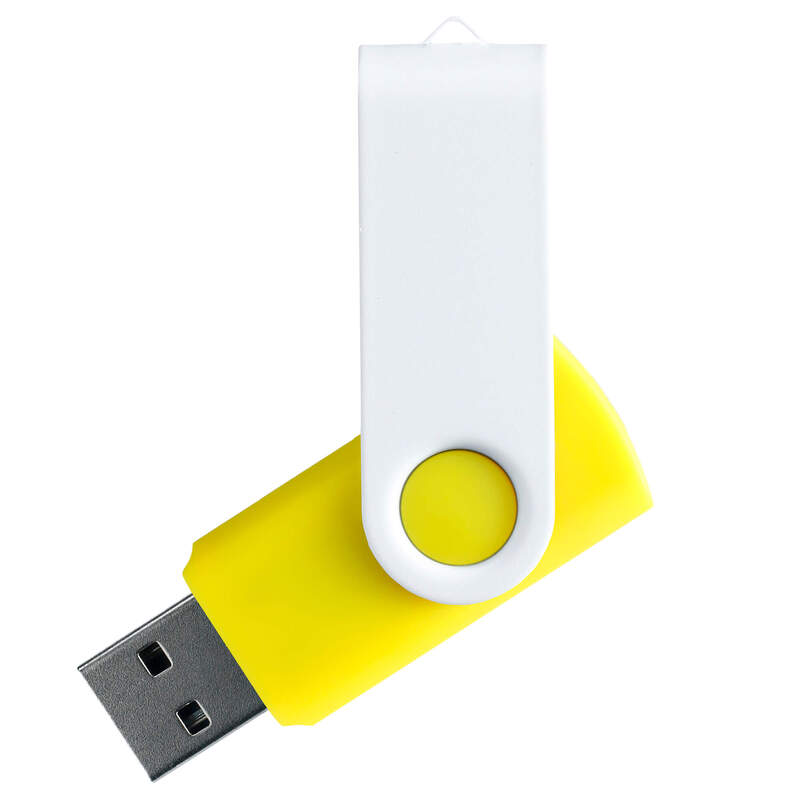 Флешка TWIST WHITE COLOR Желтая с белым 4015.04.07.4ГБ с логотипом