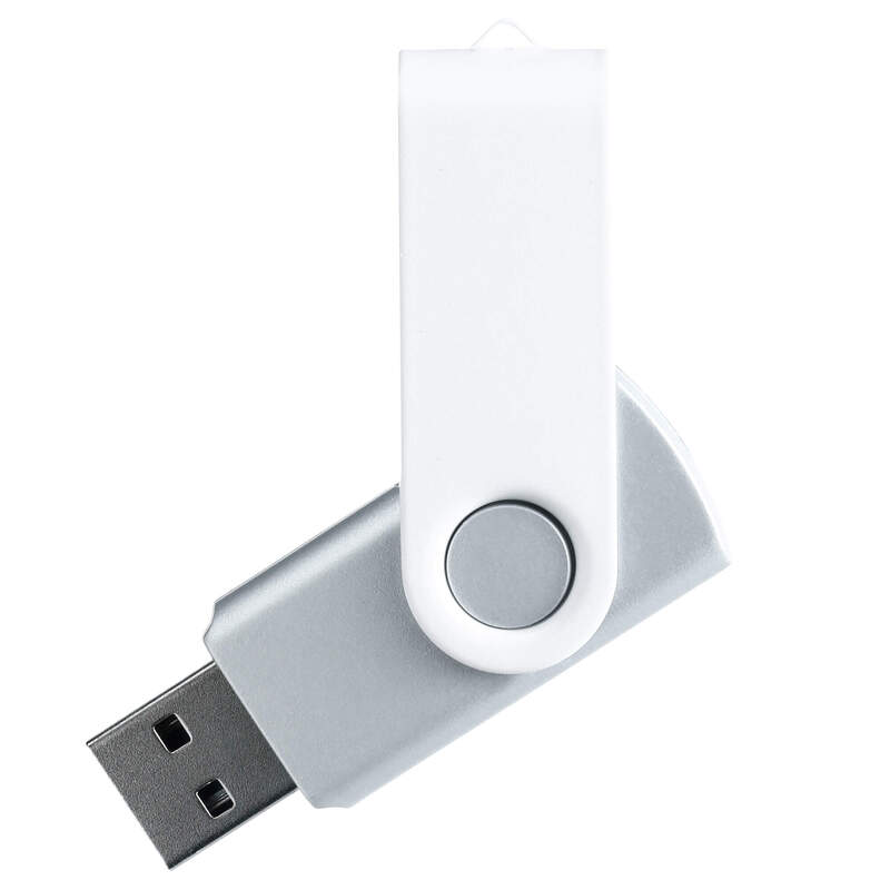 Флешка TWIST WHITE COLOR Серебристая с белым 4015.06.07.4ГБ с логотипом
