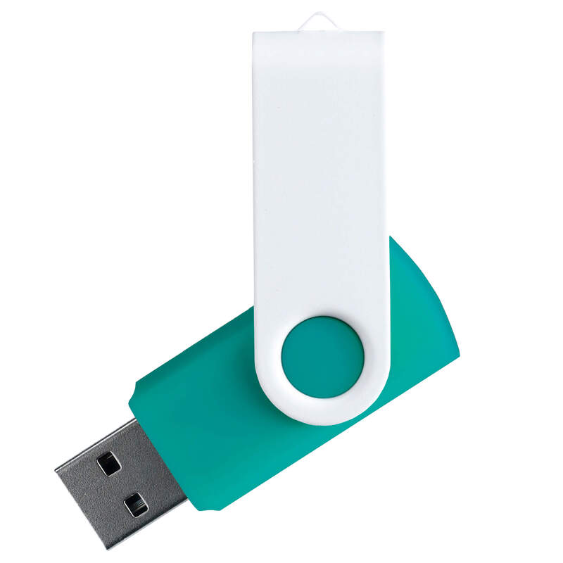 Флешка TWIST WHITE COLOR Бирюзовая с белым 4015.16.07.8ГБ с логотипом