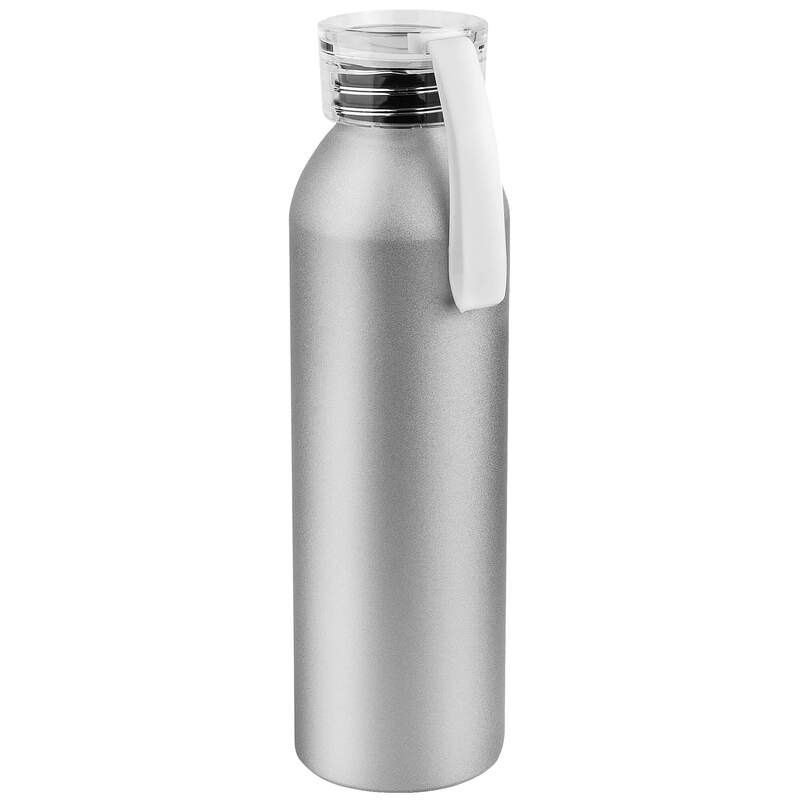 Бутылка для воды VIKING SILVER 650мл. Серебристая с белой крышкой 6141.07 с логотипом