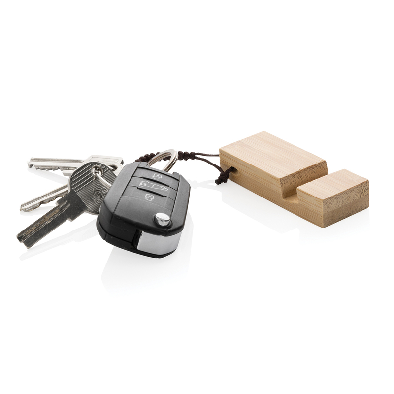 Бамбуковая мини-подставка для телефона Standkey с кольцом для ключей с логотипом