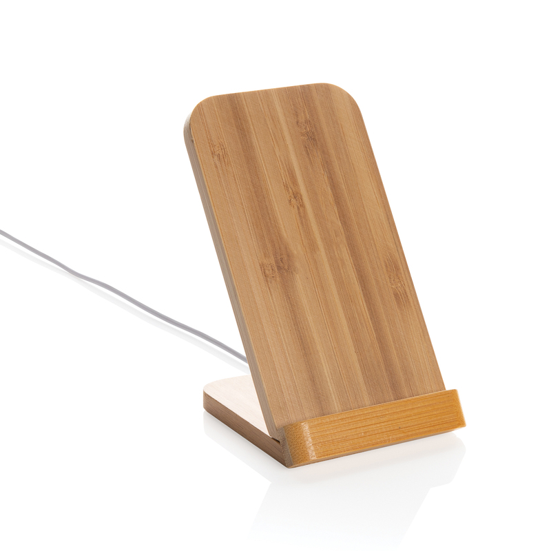 Док-станция Bamboo FSC® для беспроводной зарядки, 5 Вт с логотипом