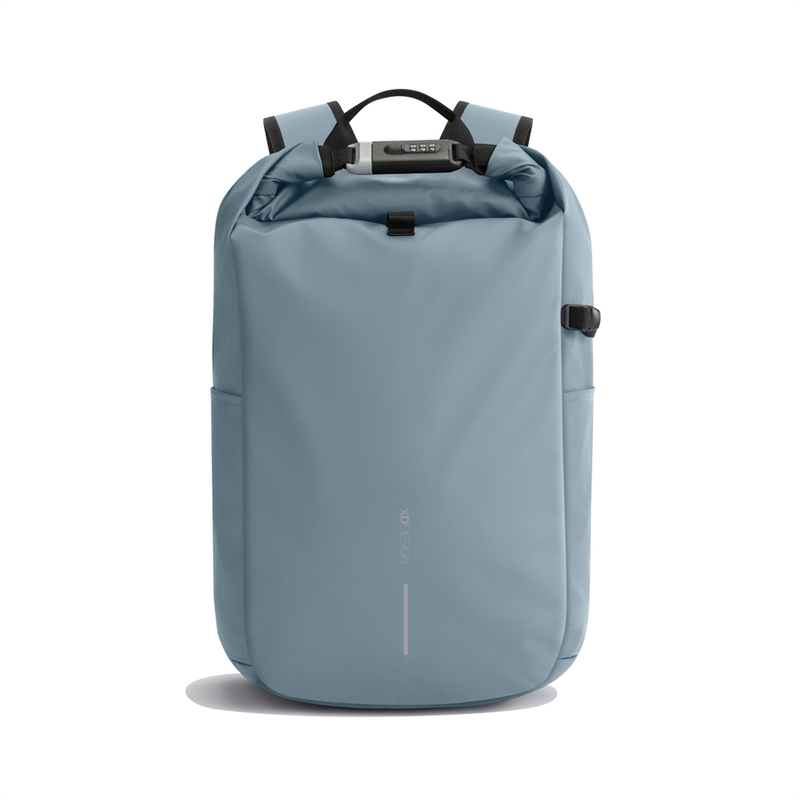 Антикражный рюкзак Urban Roll-top, голубой с логотипом