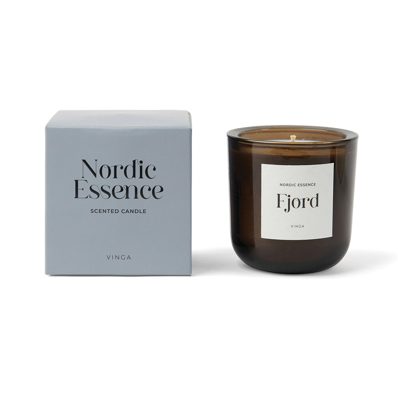 Большая ароматическая свеча VINGA Nordic Essence в стекле с логотипом