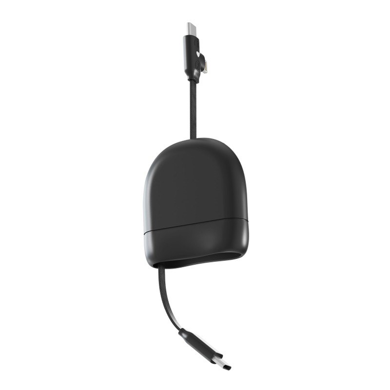 Кабель Xoopar ICE-R с ретрактором 2 в 1, разъёмы USB-C и Lightning, 60 Вт с логотипом