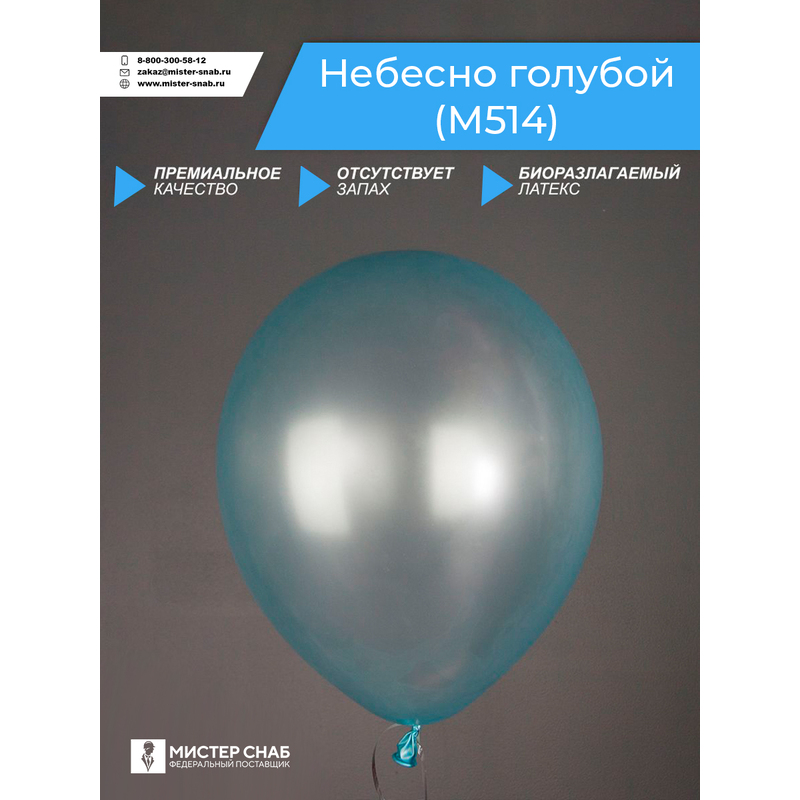 Шар, небесно голубой, с логотипом с логотипом